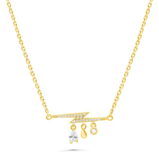 [NCL02WCZ00000B454] Sterling Silver 925 Necklace Gold Plated Embedded With White Zircon