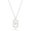 Sterling Silver 925 Necklace Rhodium Plated Embedded With White Shell LOGO