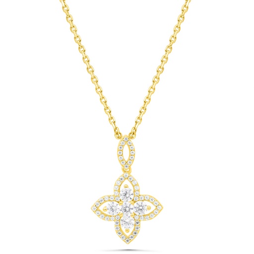 [NCL02WCZ00000B456] Sterling Silver 925 Necklace Gold Plated Embedded With White Zircon