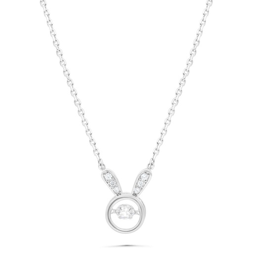 [NCL01WCZ00000B458] Sterling Silver 925 Necklace Rhodium Plated Embedded With White Zircon