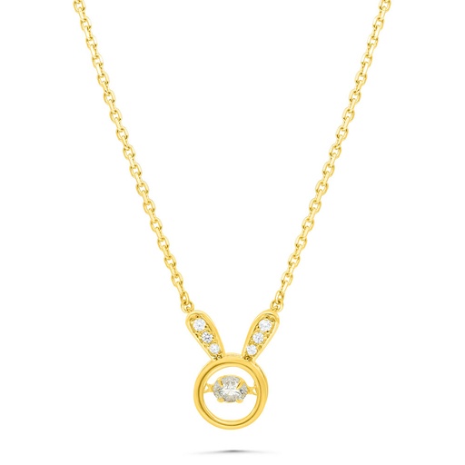 [NCL02WCZ00000B458] Sterling Silver 925 Necklace Gold Plated Embedded With White Zircon