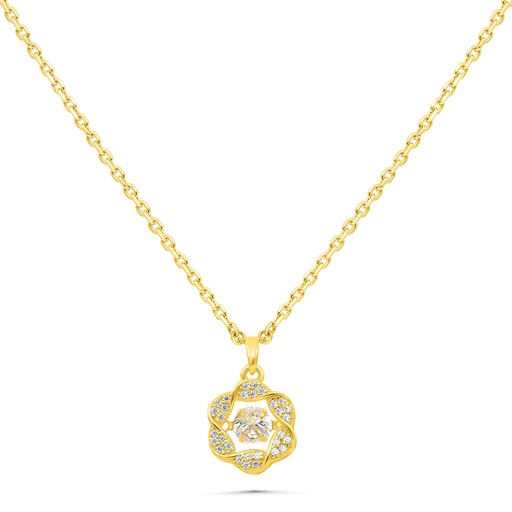 [NCL02WCZ00000B459] Sterling Silver 925 Necklace Gold Plated Embedded With White Zircon