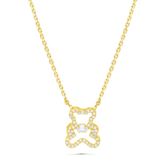 [NCL02WCZ00000B460] Sterling Silver 925 Necklace Gold Plated Embedded With White Zircon