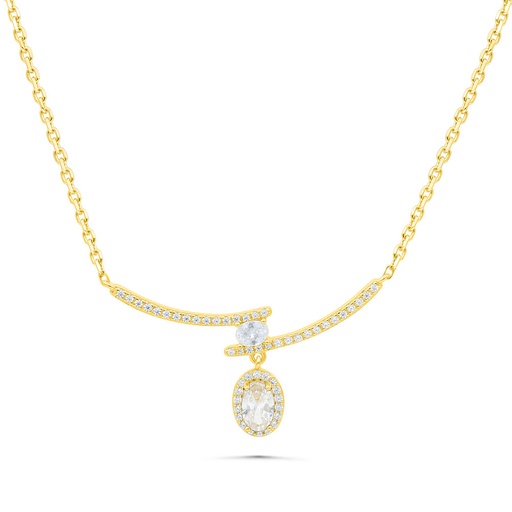[NCL02WCZ00000B462] Sterling Silver 925 Necklace Gold Plated Embedded With White Zircon