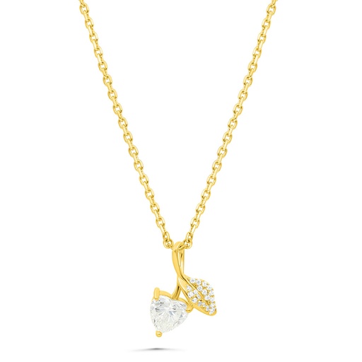 [NCL02WCZ00000B463] Sterling Silver 925 Necklace Gold Plated Embedded With White Zircon
