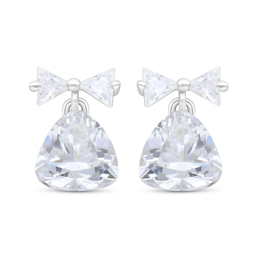 [EAR01WCZ00000C386] Sterling Silver 925 Earring Rhodium Plated Embedded With White Zircon