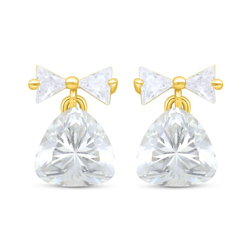[EAR02WCZ00000C386] Sterling Silver 925 Earring Gold Plated Embedded With White Zircon