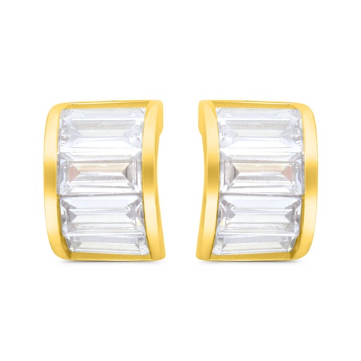 [EAR02WCZ00000C389] Sterling Silver 925 Earring Gold Plated Embedded With White Zircon