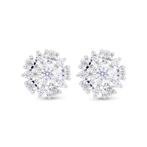 [EAR01WCZ00000C345] Sterling Silver 925 Earring Rhodium Plated Embedded With White Zircon