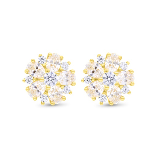 [EAR02WCZ00000C345] Sterling Silver 925 Earring Gold Plated Embedded With White Zircon