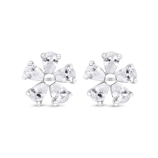 [EAR01CIT00000C347] Sterling Silver 925 Earring Rhodium Plated Embedded With Yellow Zircon 
