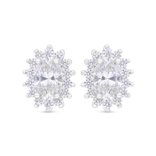 [EAR01CIT00WCZC348] Sterling Silver 925 Earring Rhodium Plated Embedded With Yellow Zircon And White Zircon