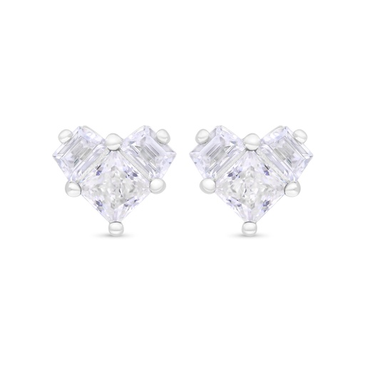 [EAR01WCZ00000C349] Sterling Silver 925 Earring Rhodium Plated Embedded With White Zircon