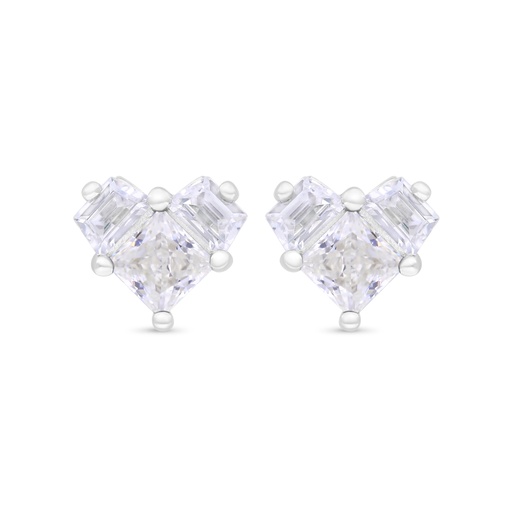 [EAR01CIT00WCZC349] Sterling Silver 925 Earring Rhodium Plated Embedded With Yellow Zircon And White Zircon