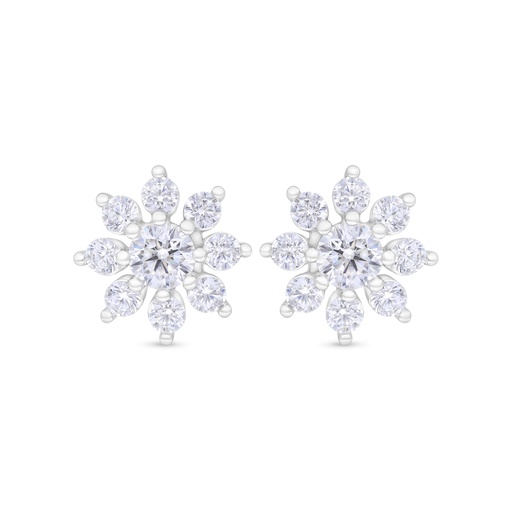 [EAR01CIT00WCZC351] Sterling Silver 925 Earring Rhodium Plated Embedded With Yellow Zircon And White Zircon
