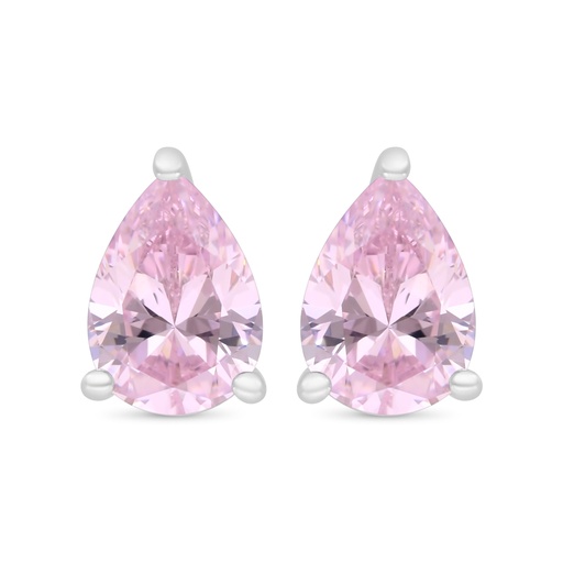 [EAR01PIK00000C360] Sterling Silver 925 Earring Rhodium Plated Embedded With Pink Zircon 