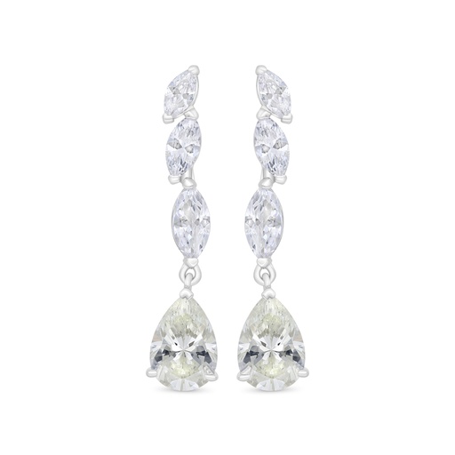 [EAR01CIT00WCZC365] Sterling Silver 925 Earring Rhodium Plated Embedded With Yellow Zircon And White Zircon
