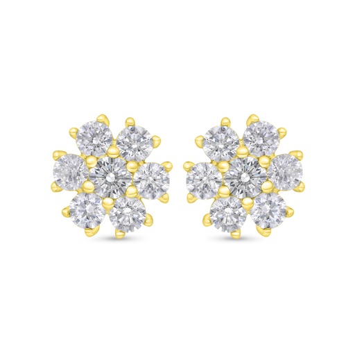 [EAR02WCZ00000C367] Sterling Silver 925 Earring Gold Plated Embedded With White Zircon
