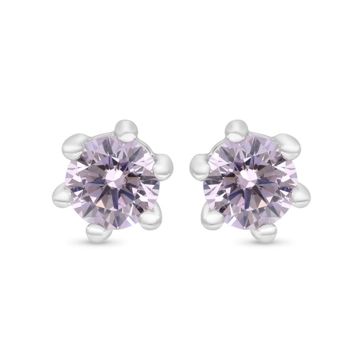 [EAR01PIK00000C369] Sterling Silver 925 Earring Rhodium Plated Embedded With Pink Zircon 