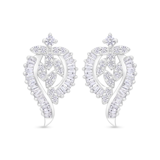[EAR01WCZ00000C370] Sterling Silver 925 Earring Rhodium Plated Embedded With White Zircon