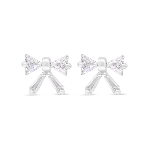 [EAR01WCZ00000C372] Sterling Silver 925 Earring Rhodium Plated Embedded With White Zircon