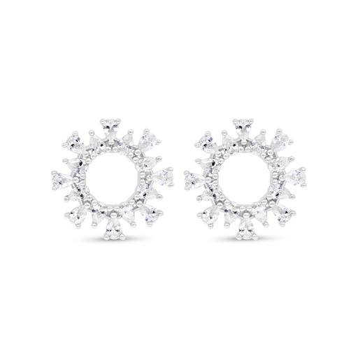 [EAR01WCZ00000C373] Sterling Silver 925 Earring Rhodium Plated Embedded With White Zircon