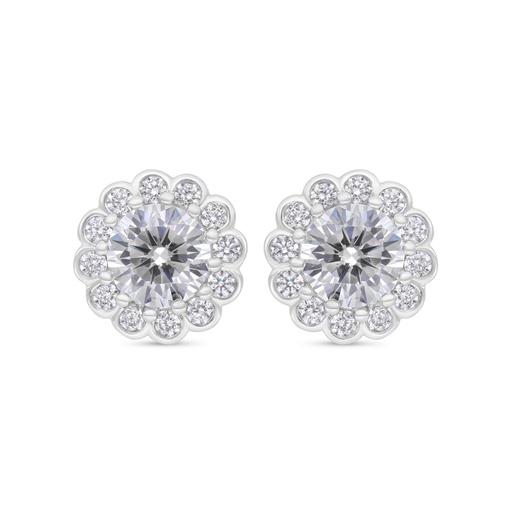 [EAR01WCZ00000B698] Sterling Silver 925 Earring Rhodium Plated Embedded With White Zircon