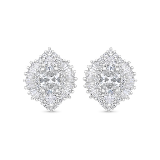 [EAR01WCZ00000C375] Sterling Silver 925 Earring Rhodium Plated Embedded With White Zircon