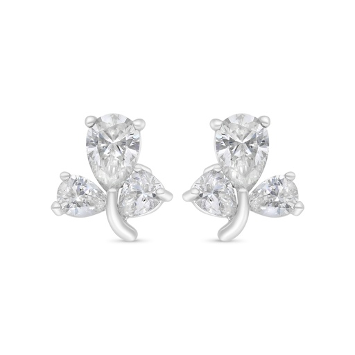 [EAR01WCZ00000C376] Sterling Silver 925 Earring Rhodium Plated Embedded With White Zircon