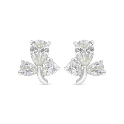 [EAR01CIT00WCZC376] Sterling Silver 925 Earring Rhodium Plated Embedded With Yellow Zircon And White Zircon