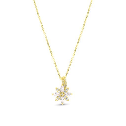 [NCL02WCZ00000B391] Sterling Silver 925 Necklace Gold Plated Embedded With White Zircon