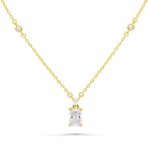 [NCL02WCZ00000B392] Sterling Silver 925 Necklace Gold Plated Embedded With White Zircon