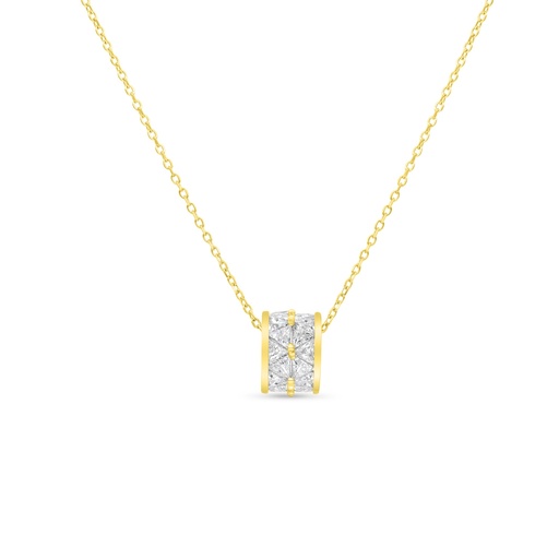 [NCL02WCZ00000B394] Sterling Silver 925 Necklace Gold Plated Embedded With White Zircon