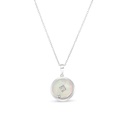 Sterling Silver 925 Necklace Rhodium Plated Embedded With White Shell And White Zircon