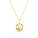 Sterling Silver 925 Necklace Gold Plated Embedded With White Shell And White Zircon