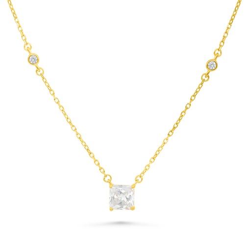 [NCL02WCZ00000B399] Sterling Silver 925 Necklace Gold Plated Embedded With White Zircon