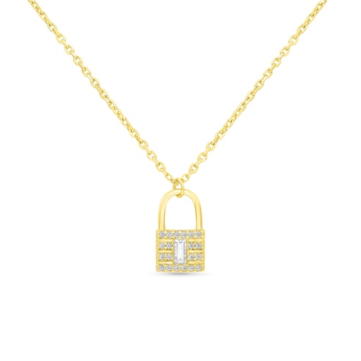 [NCL02WCZ00000B404] Sterling Silver 925 Necklace Gold Plated Embedded With White Zircon