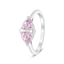 Sterling Silver 925 Ring Rhodium Plated Embedded With Pink Zircon 