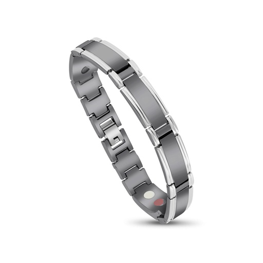 [BRC0900001000A173] Stainless Steel 304L Bracelet, Silver And Black Plated For Men