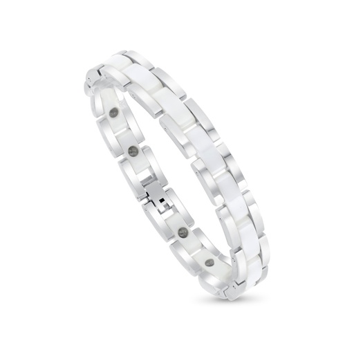 [BRC0900000000A174] Stainless Steel 316L Bracelet, Silver And White Plated For Men