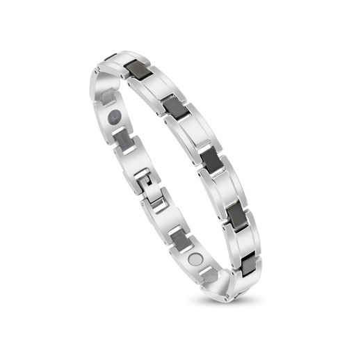 [BRC0900000000A181] Stainless Steel 316L Bracelet, Silver And Black Plated For Men