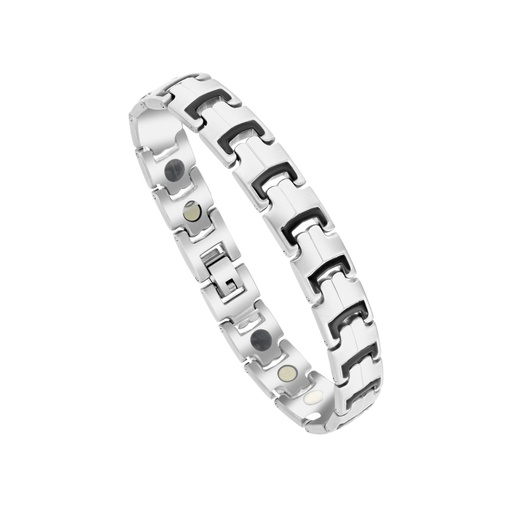 [BRC0900002000A182] Stainless Steel 316L Bracelet, Silver And Black Plated For Men