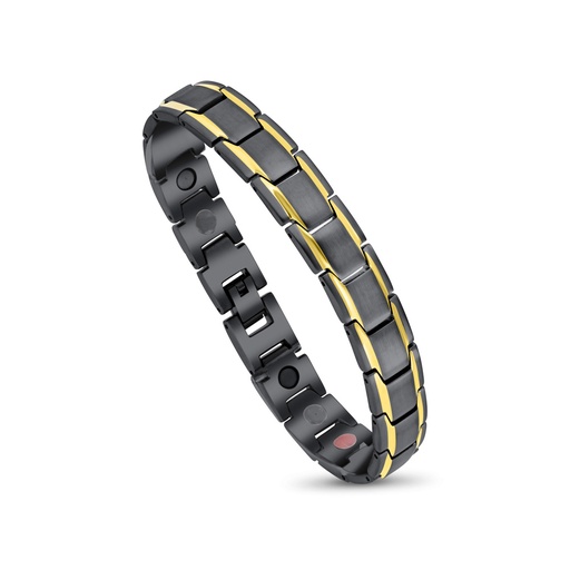 [BRC0900003000A183] Stainless Steel 316L Bracelet, Black And Gold Plated For Men