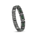 Stainless Steel 316L Bracelet, Black And Green Plated For Men