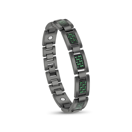[BRC0900004000A194] Stainless Steel 316L Bracelet, Black And Green Plated For Men