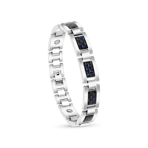 [BRC0900006000A194] Stainless Steel 316L Bracelet, Silver And Black And Blue Plated For Men