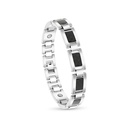 Stainless Steel 316L Bracelet, Silver And Black Plated For Men