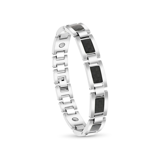 [BRC0900007000A194] Stainless Steel 316L Bracelet, Silver And Black Plated For Men