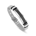 Stainless Steel 304L Bracelet, Silver And Black Plated For Men