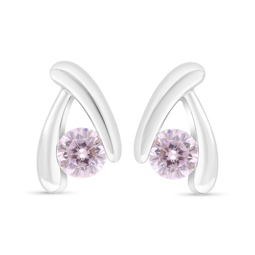 [EAR01PIK00000C399] Sterling Silver 925 Earring Rhodium Plated Embedded With Pink Zircon